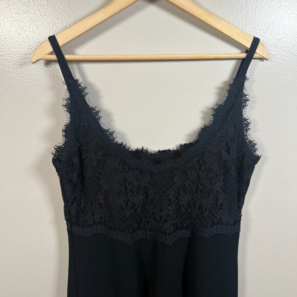 DVF Olivette Lace Trim Slip Dress Size 14 Black Cocktail 90s Practical Magic - Picture 8 of 11